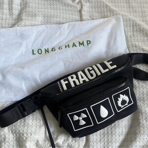 Longchamp Black and White Fragile Belt Bag